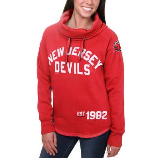 New Jersey Devils Womens Fleece Funnel Neck Pullover Sweatshirt – Red