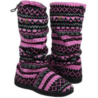 LSU Tigers Womens Jacquard Knit Logo Boots   Pink/Black