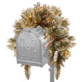 36 Glittery Bristle Pine Mailbox Swag with Battery Operated Warm