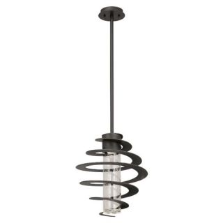 Kalco 2601AC Escalier 1 Light 14 D Pendant in Antique Copper with Clear Seeded Glass