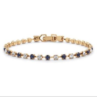 Round Birthstone and Crystal Tennis Bracelet in Yellow Gold Tone