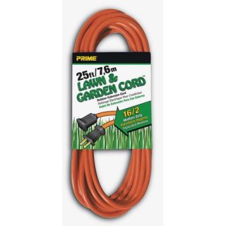 Prime Wire 25 Foot 16/2 SJTW Lawn and Garden Outdoor Extension Cord, Orange