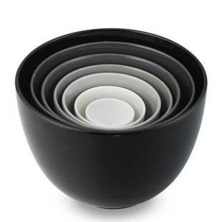 Ceramic Mixing Bowls, Set of 7, Black to White Tonal
