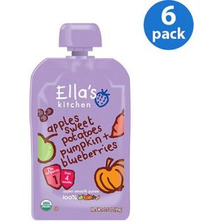 Ella's Kitchen Organic Apples Sweet Potatoes Pumpkin & Blueberries Baby Food, 3.5 oz, (Pack of 6)