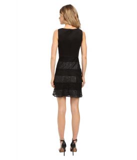Jessica Simpson Lace Color Block Scuba Dress Black/Silver
