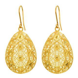 14 Karat Yellow Gold 35x24mm Pear Shaped Dangle Earrings With Fishhook