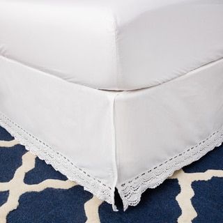 Greenland Home Fashions White Crochet Lace 18 inch Drop Bedskirt