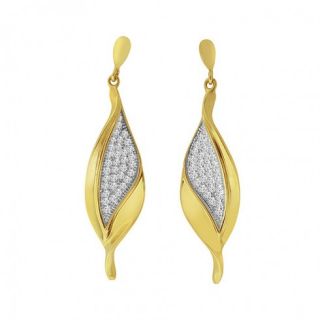 10k Two tone Gold Diamond Dangle Earrings (H I, I1 I2)   Fine Jewelry