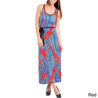 Stanzino Womens Paisley Print Maxi Dress with Sash   14338702