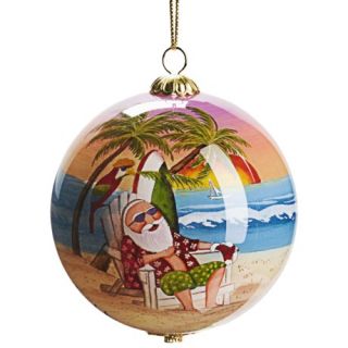 A Tropical Christmas   Review of Zhen Zhu Santa’s Vacation Ornament   Hand Painted Glass by MKK on 10/18/2012