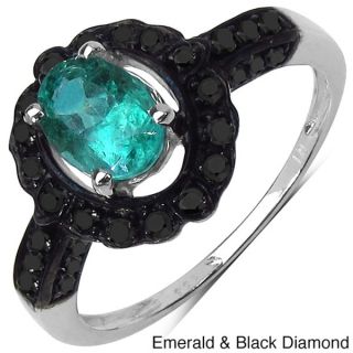 Malaika Silver Emerald/ Black Diamond or Opal/ White Topaz Ring