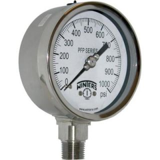Winters Instruments PFP Series 4 in. Stainless Steel Liquid Filled Case Pressure Gauge with 1/2 in. NPT LM and Range of 0 1000 psi PFP664R1