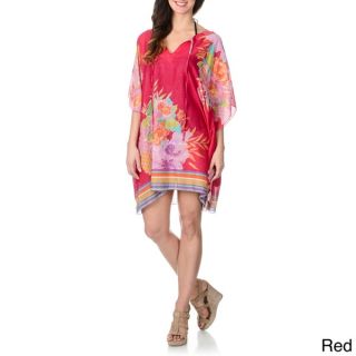 La Cera Womens Floral Print Kimono Tunic Swim Cover up   16149450