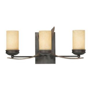 Varaluz Aizen 3 Light Hammered Ore Bath Vanity Light with Tea Stained Creamy Glass 112B03B