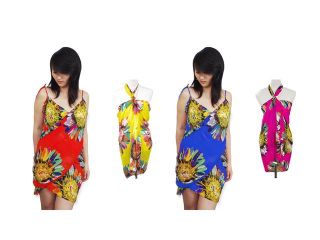 Stylish Sunflower Design Sarong  Scarf Pareo Beachwear Beach Dresses Wrap 4 Pack
