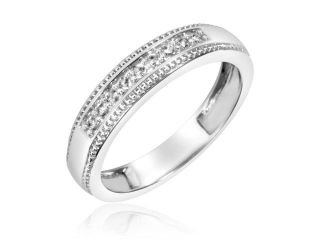 1/4 Carat T.W. Round Cut Diamond His and Hers Wedding Band Set 10K White Gold 