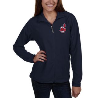 Antigua Cleveland Indians Womens Ice Full Zip Jacket   Navy Blue