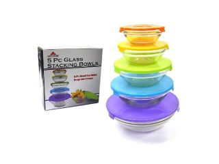 5 pc Glass Bowl Set for storing, mixing and serving needs
