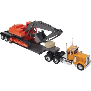 New Ray Die-Cast Truck Replica — Peterbilt Big Rig with Backhoe, 132 Scale, Model# 11283
